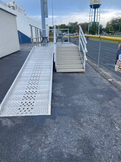 Picture of the new terrace seating with ramp in front of the Spirit Shack