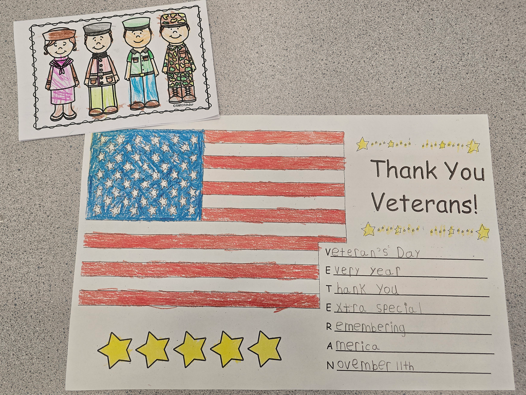 Our elementary students made placemats and cards for our Veterans!