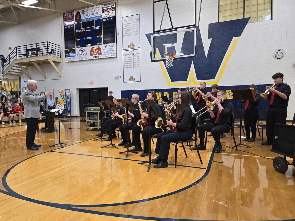 Woodmore's Jazz Band plays in the gym during the Veterans Day program.
