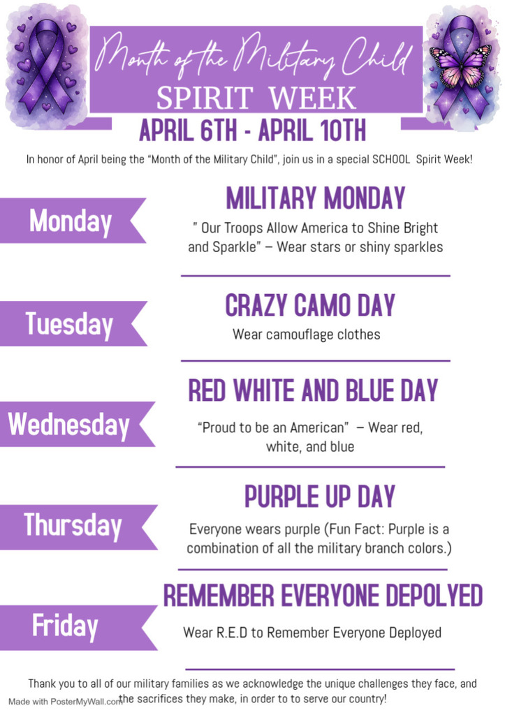 Month of the Military Child flyer for spirit week.