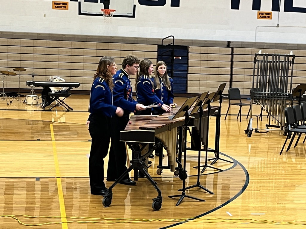 Part of the percussion section performing at their concert