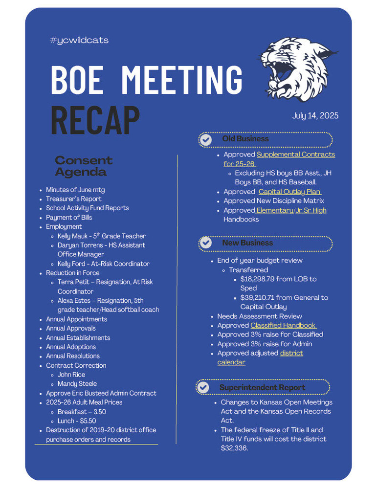 July BOE Recap