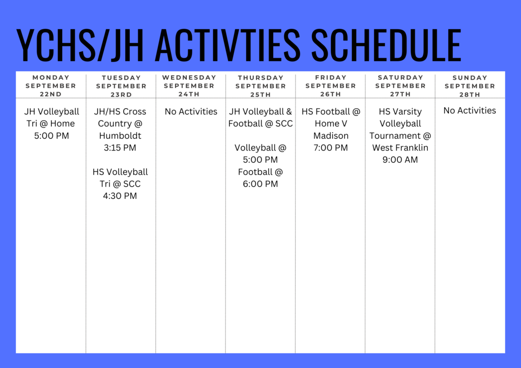 9:22-9:28 Weekly Activities