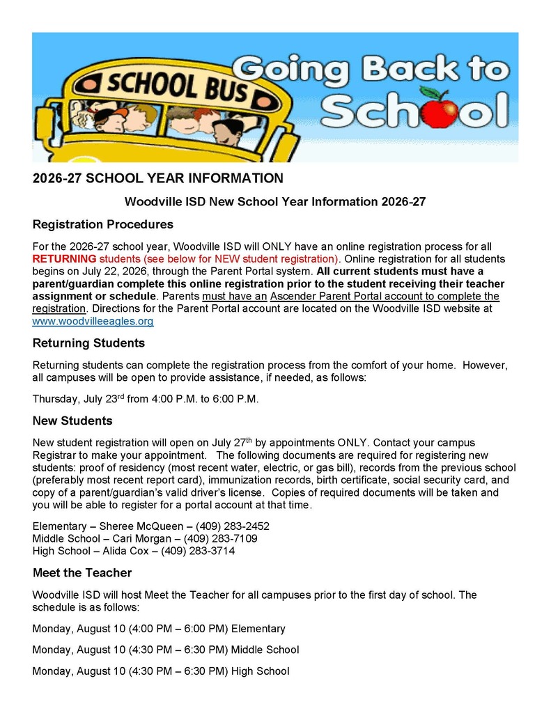 Back to School 2026-2027