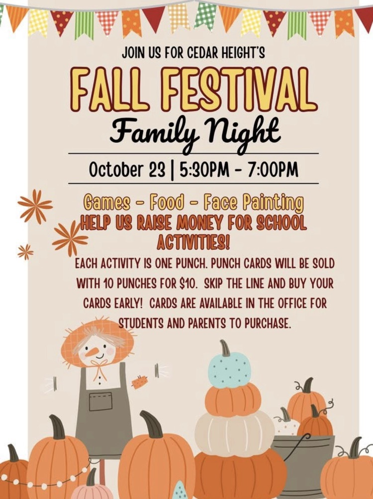 Tonight is Fall Family Night!  See you there, 5:30-7:00!