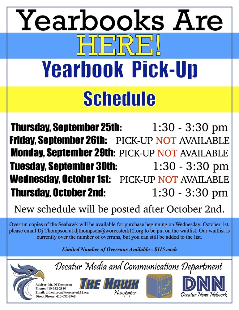 Yearbook pick up schedule 25