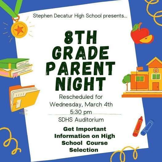 8th grade parent night at SDHS
