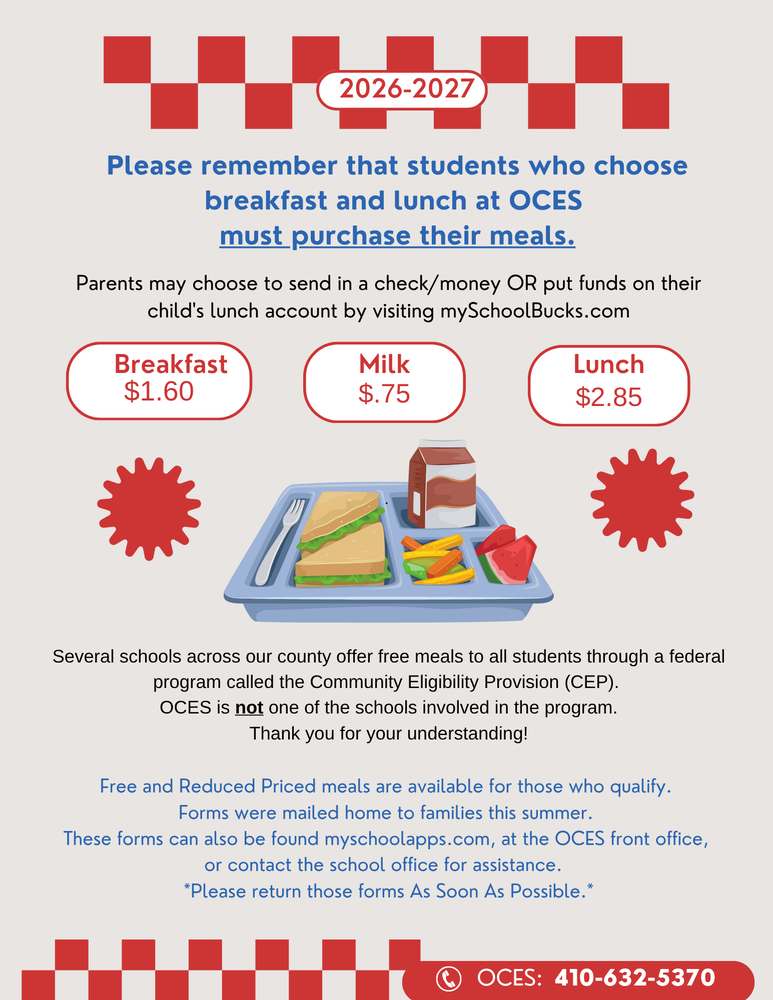 meal pricing OCES