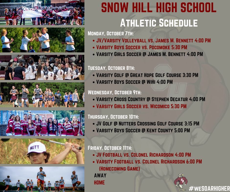 Athletic Schedule this week