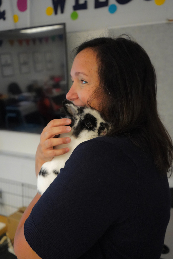 Woman and rabbit