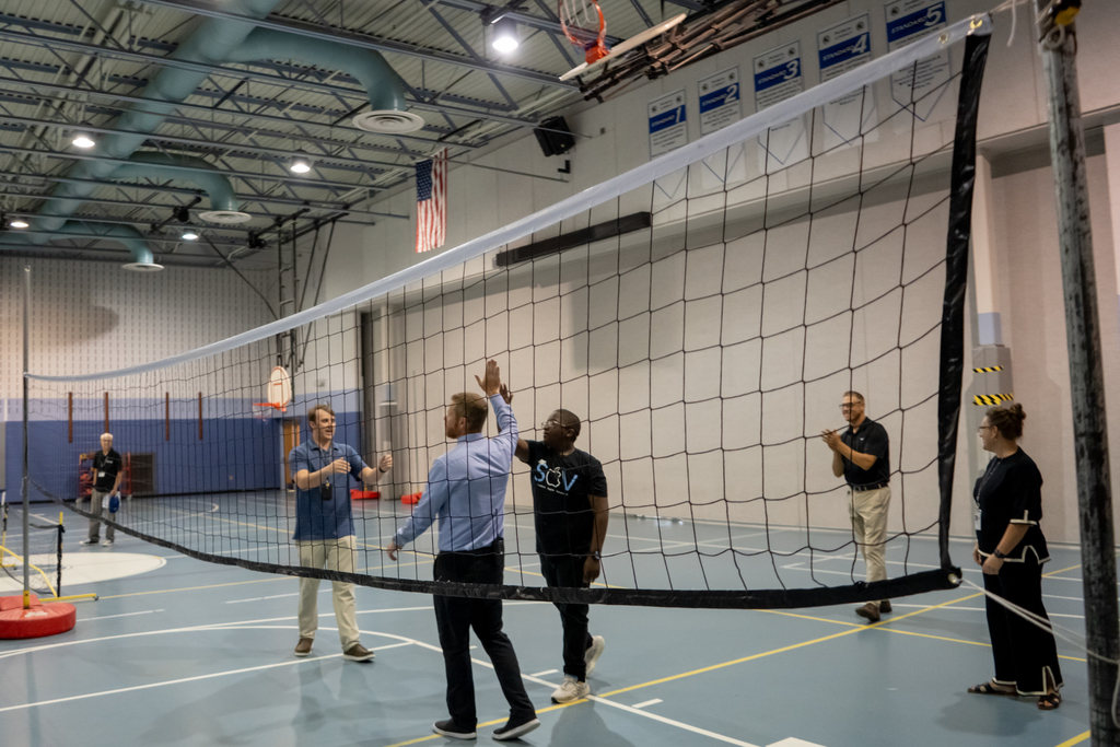 People playing volleyball