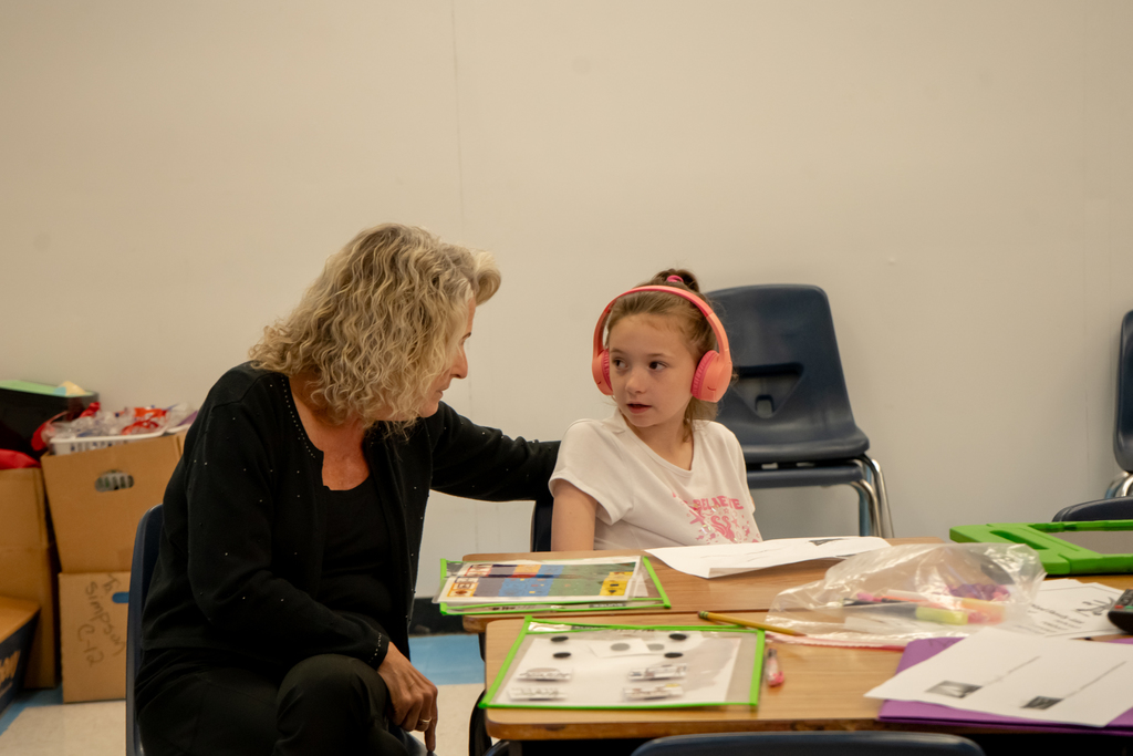 Student and teacher working together