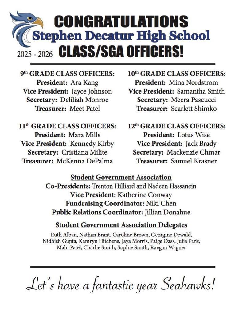 SDHS 2025 class officers