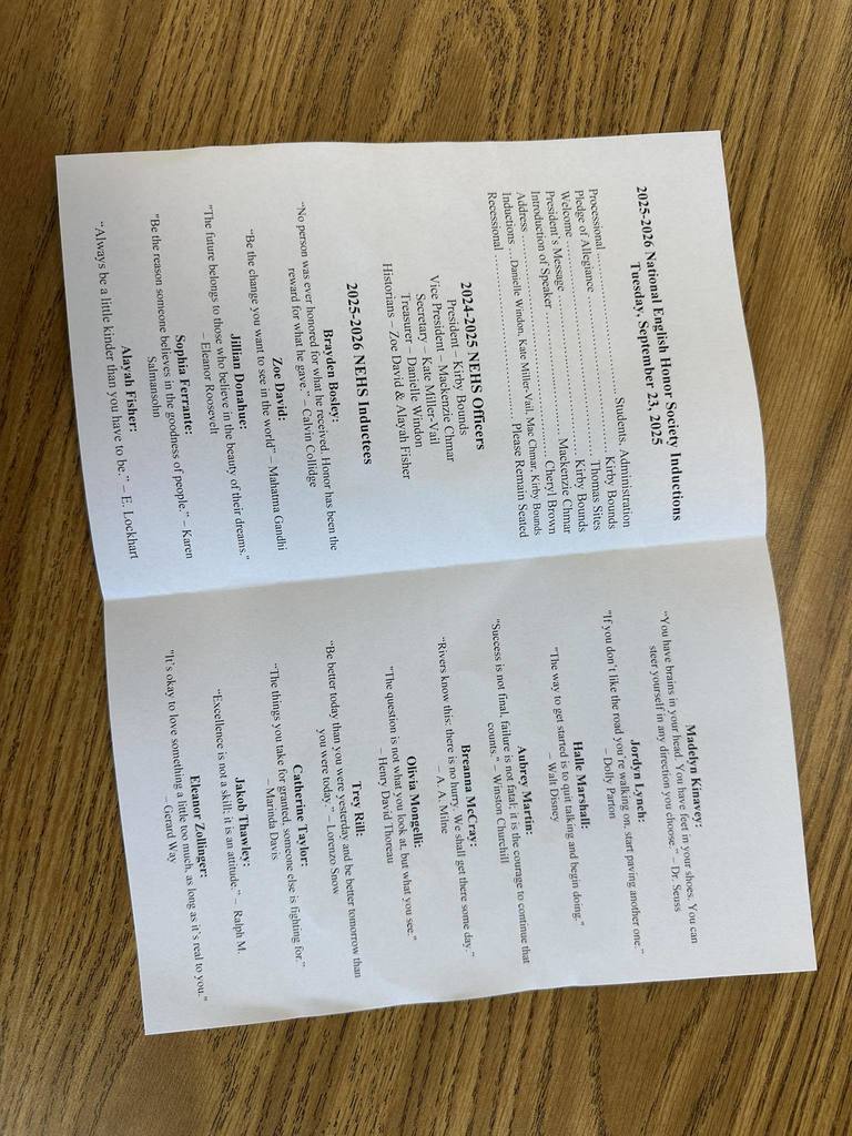 NEHS inductions 2025