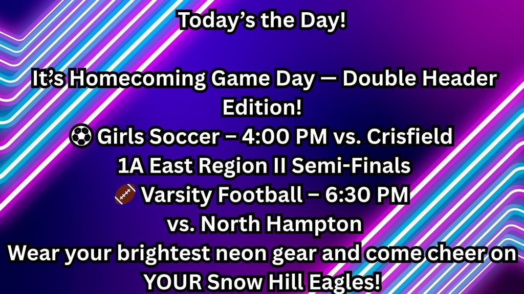 Homecoming Game Schedule. Letering on Neon Background