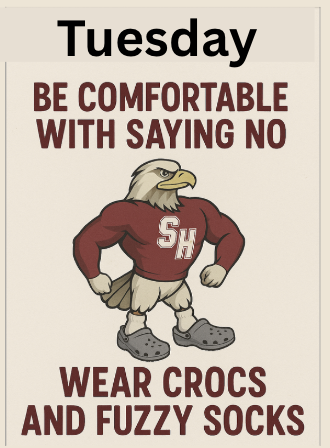 Eagle wearing Crocs for Say no Comfortably as part of red ribbon Drug Free week