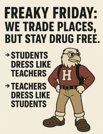 Freaky Friday. Teachers and Students dress like each other. Eagle dressed as a student.