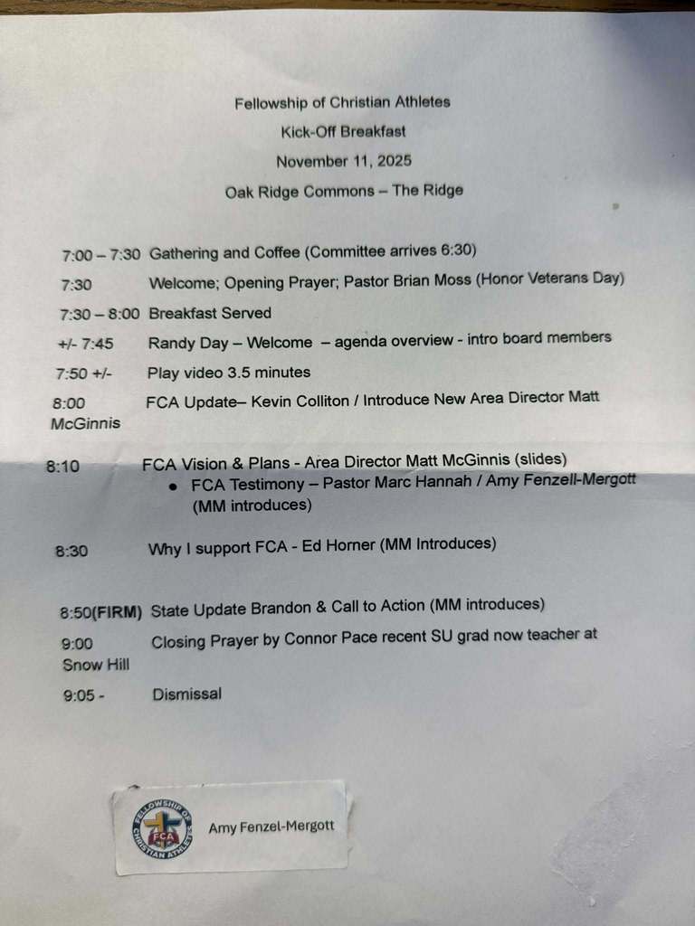 Fellowship of Christian Athletes meeting