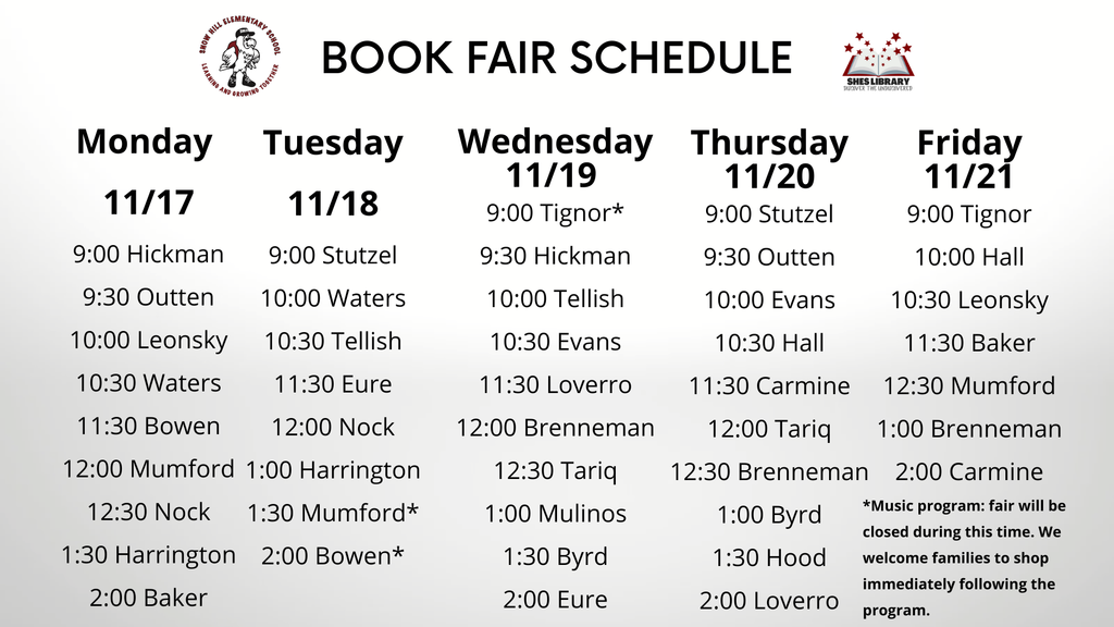 Book Fair Schedule