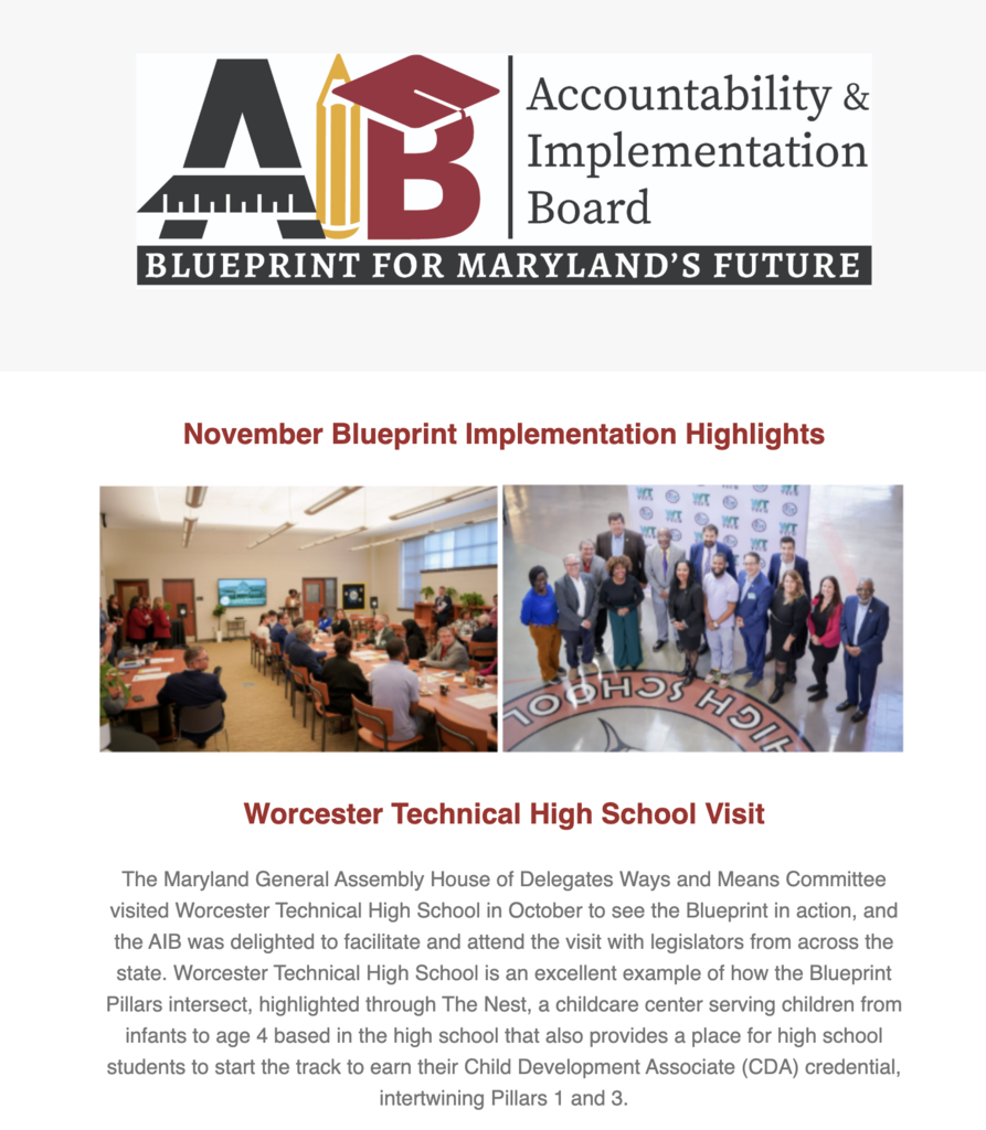 Screenshot of Newsletter