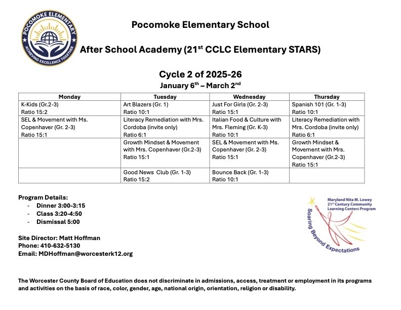 PES After School Offerings Cycle 2 - 2025-26