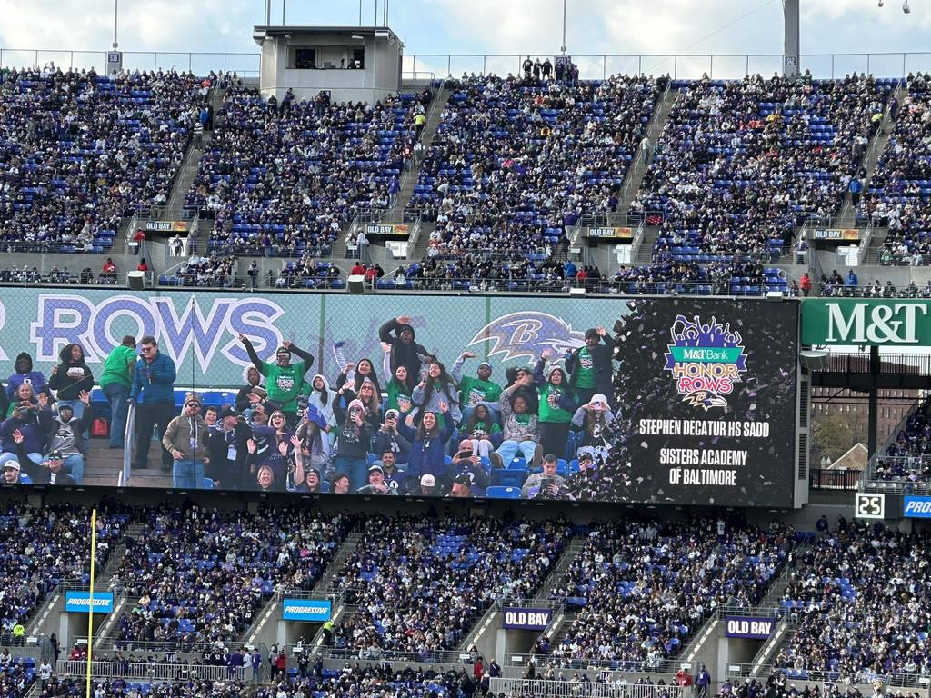 SADD recognition at Raven's game 2025