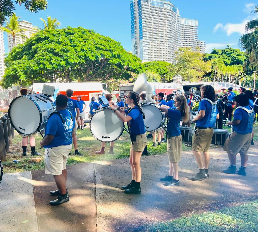 Marching band in Hawaii Parade