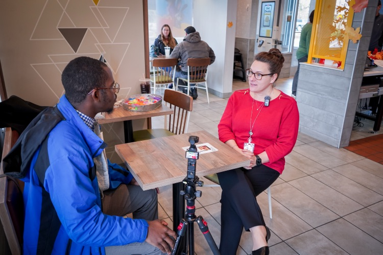 interview with reporter at McDonald’s