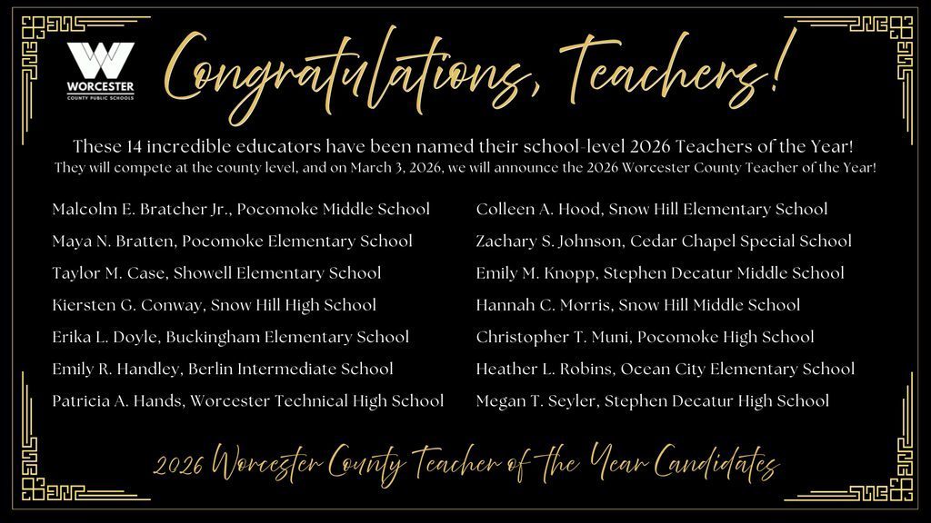 Teachers of the Year for WCPS 2026