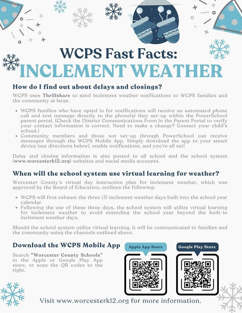 WCPS Winter Weather Fast Facts