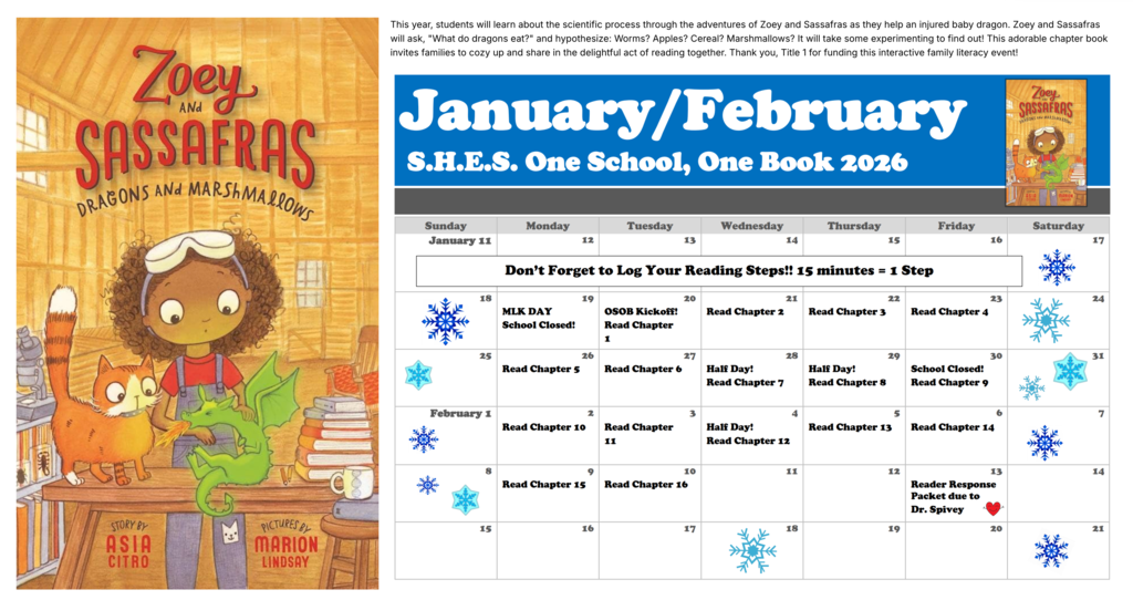 One School, One Book Schedule