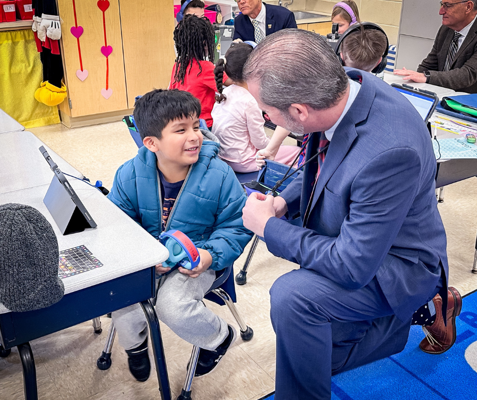 CO Leadership classroom visit - leader with a student