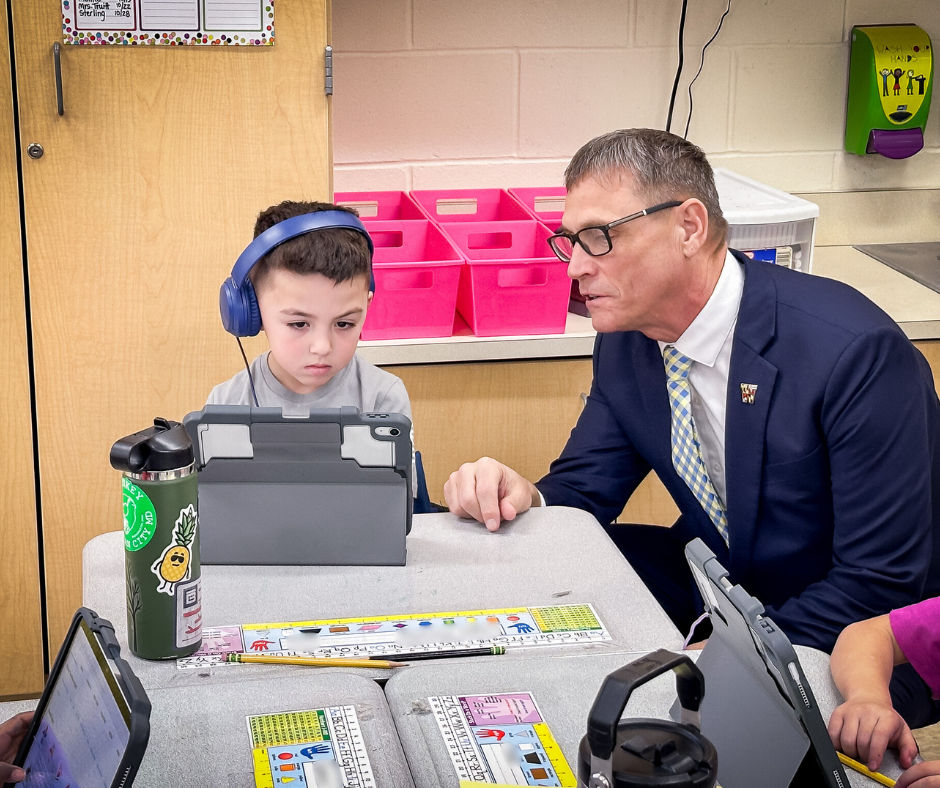 CO Leadership classroom visit - leader with a student