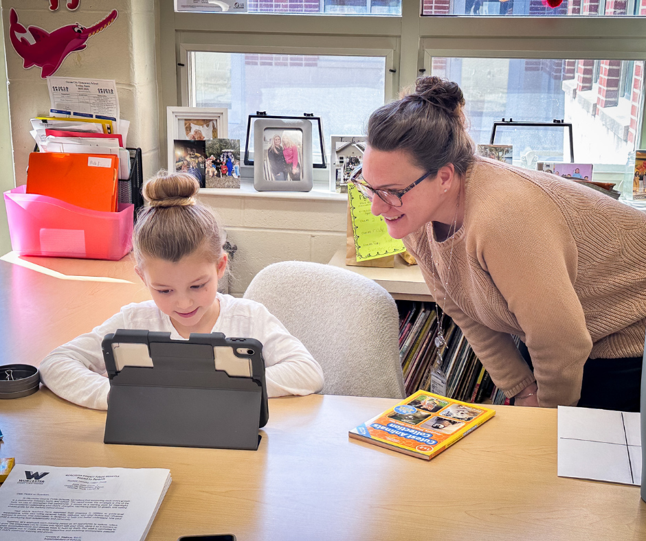 CO Leadership classroom visit - leader with a student