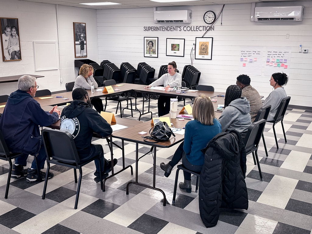 Superintendent talks with Educational Support Professionals