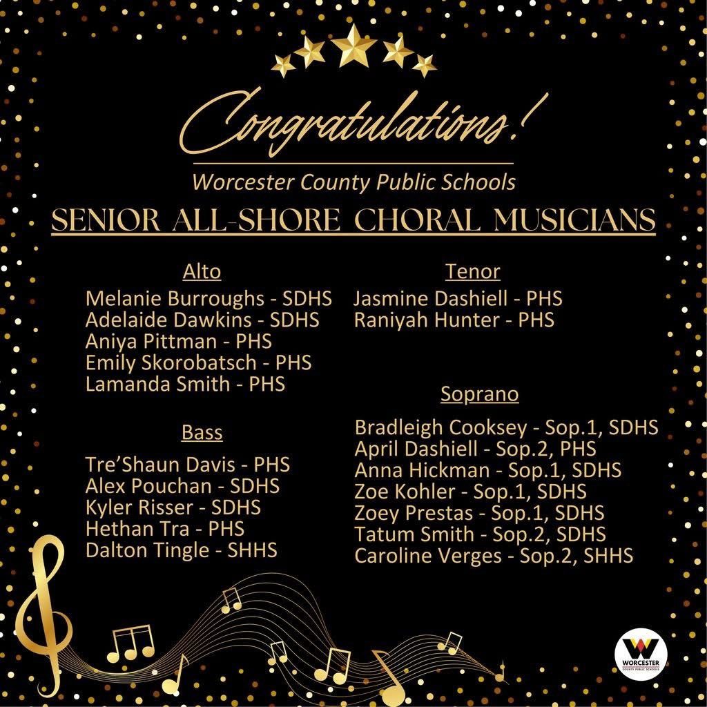 Senior All Shore Choral & Band members 2026