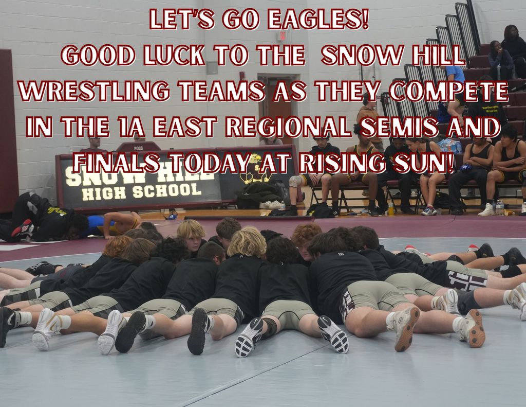 Good Luck wrestling as they head to rising sun. wrestling mat with players arranged in a circl.e