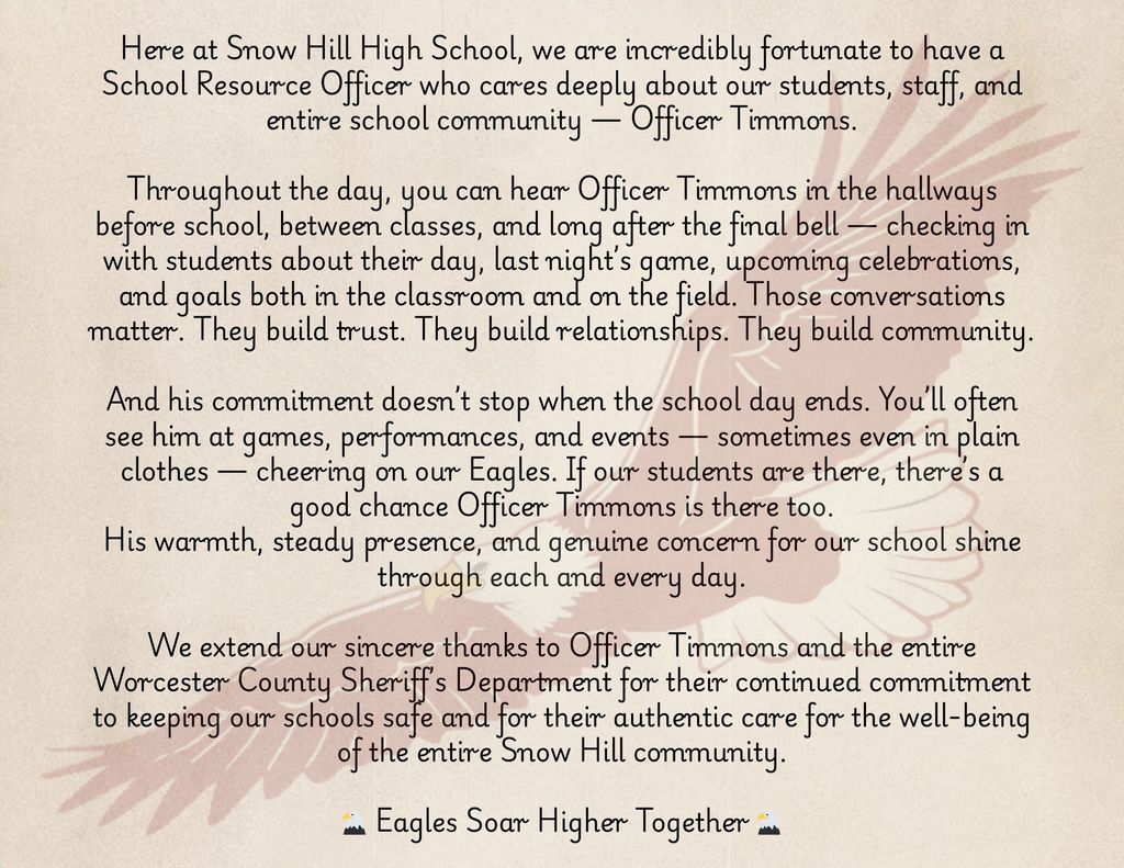 Officer Timmons explanation of his imapct on school