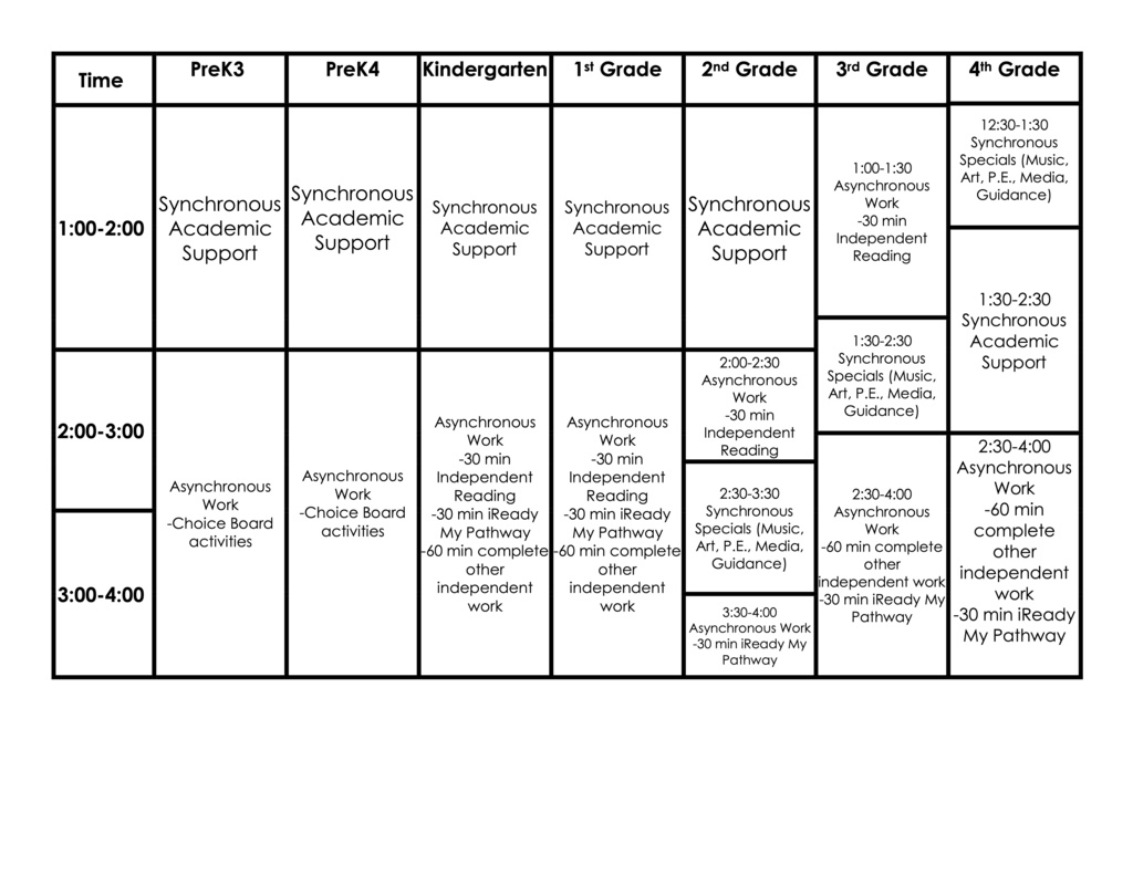 Virtual Learning Schedule pg2