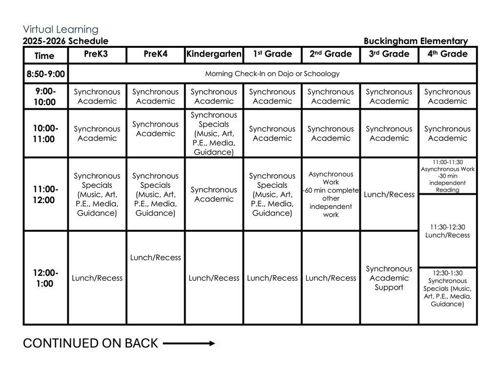 Virtual Learning Schedule pg1