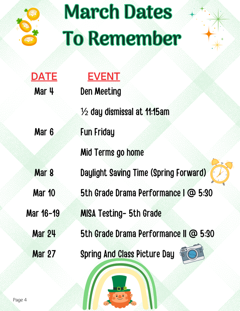 March Dates to Remember. 