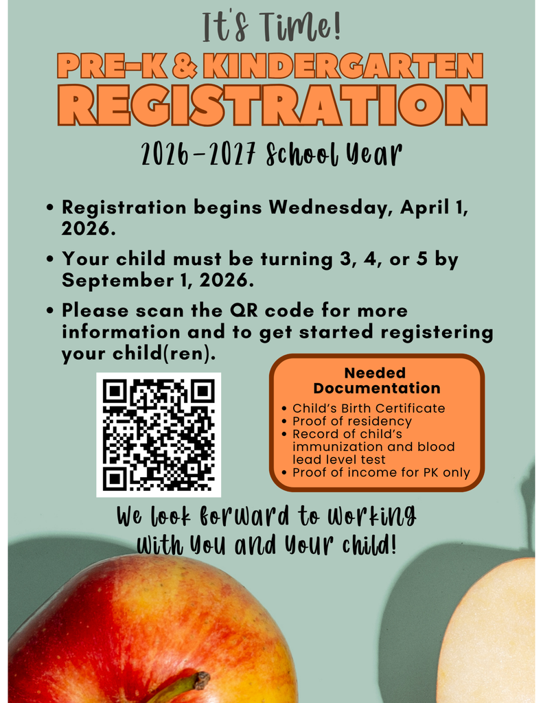 Flyer for Pre-K and K registration