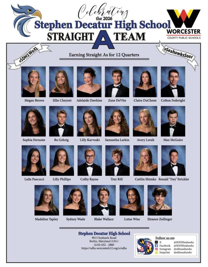 SDHS students with straight As