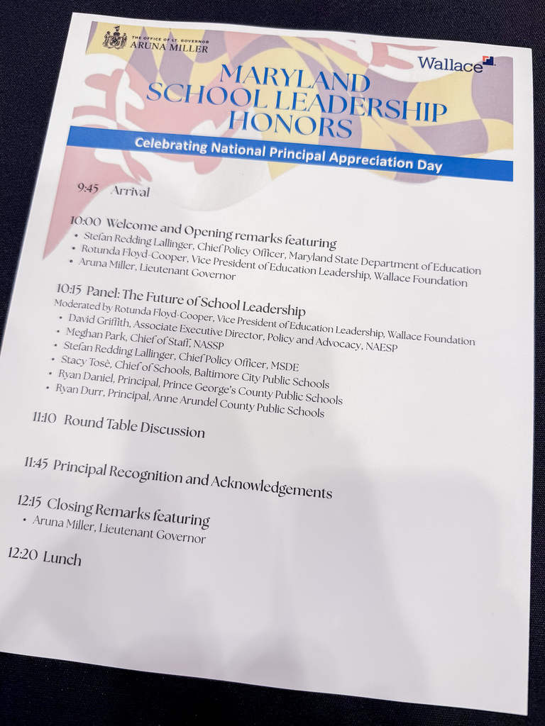 MD School Leadership Honors - Agenda