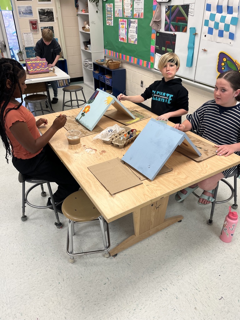 Students Painting Bird Houses