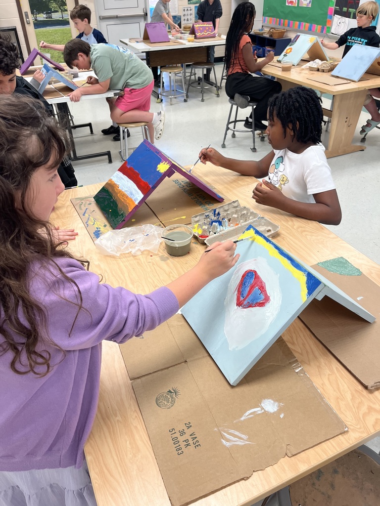 Students Painting Bird Houses