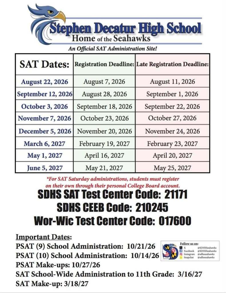 SAT schedule