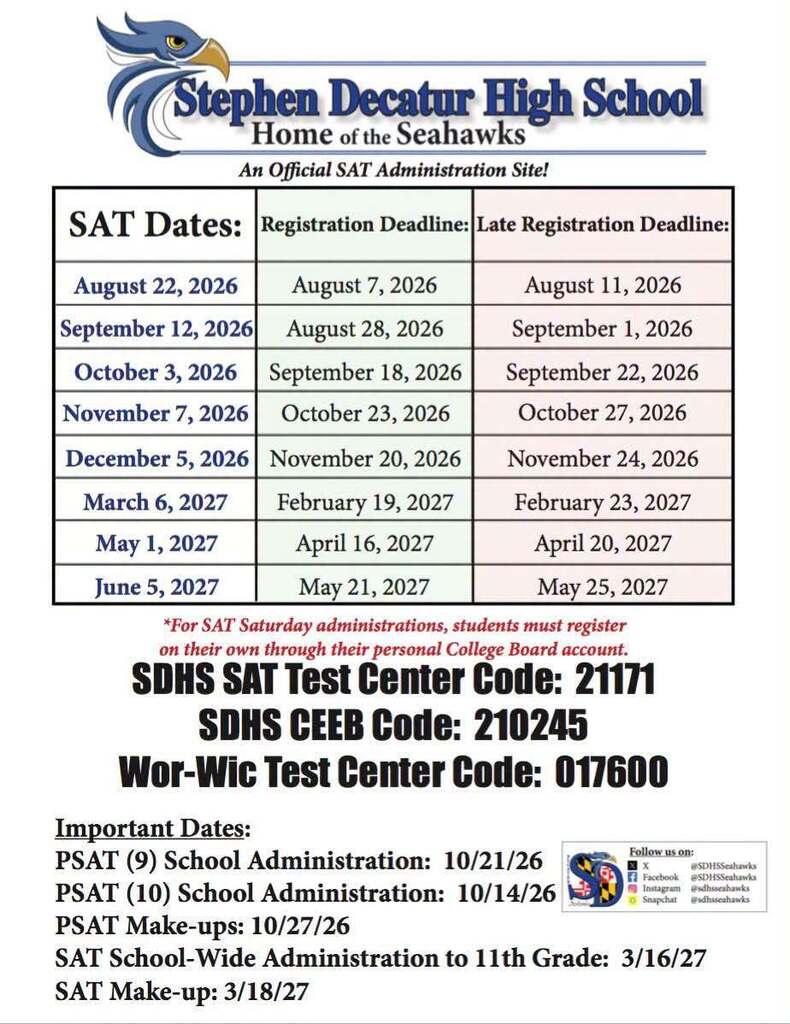 SAT schedule