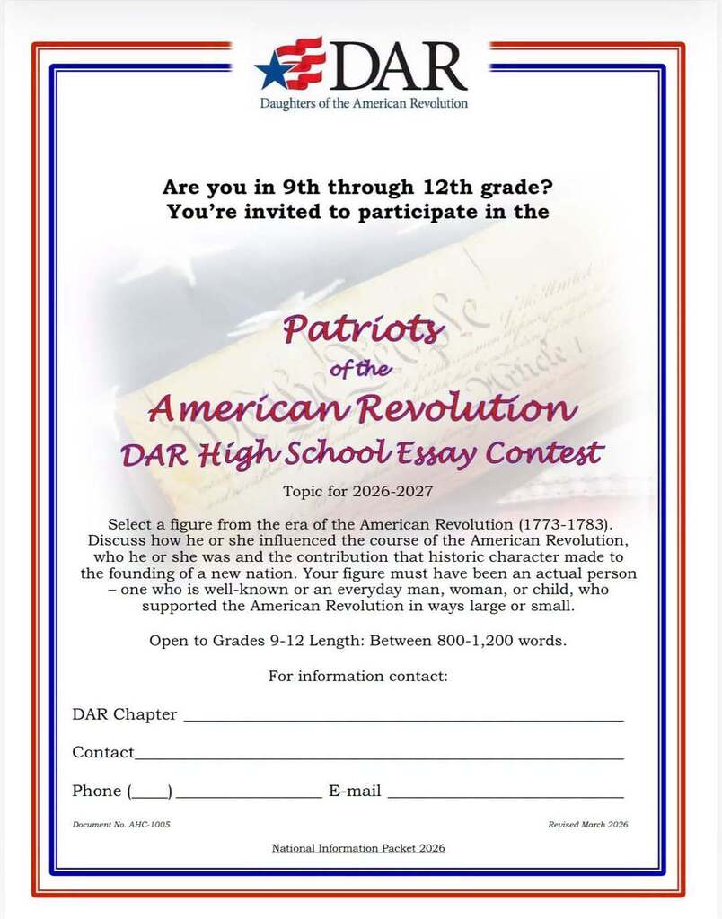 DAR Highschool essay contest