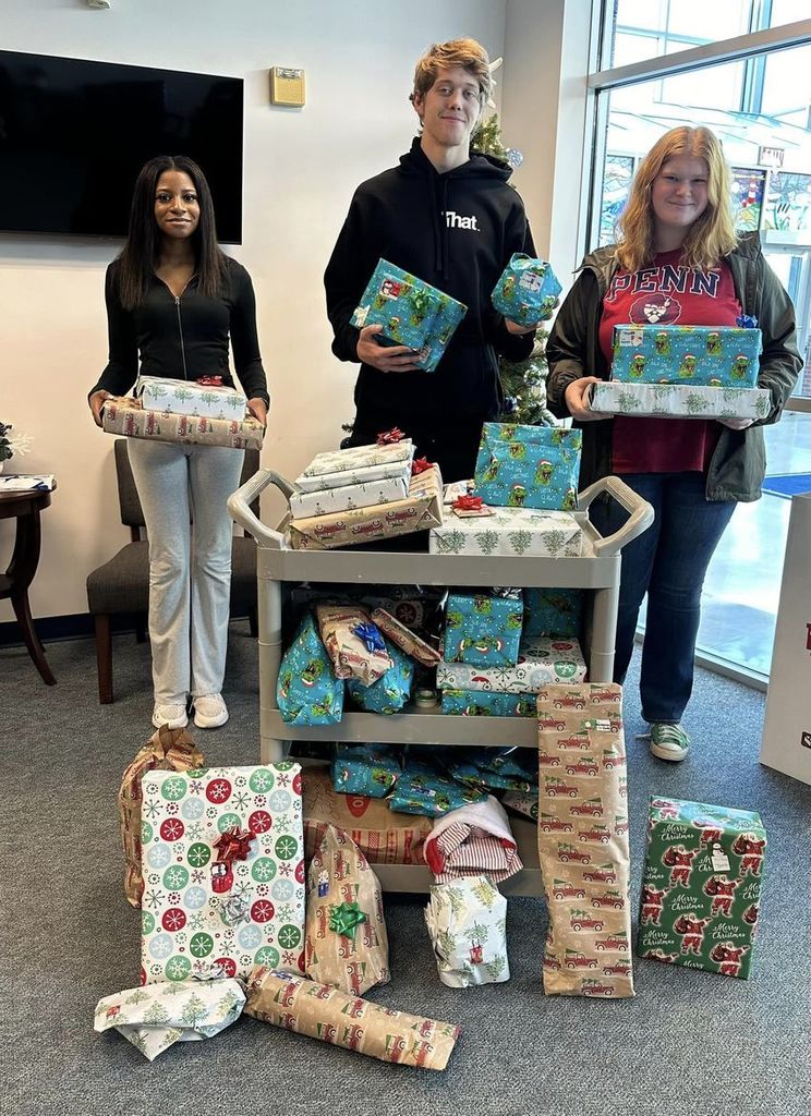 NHS students with gifts